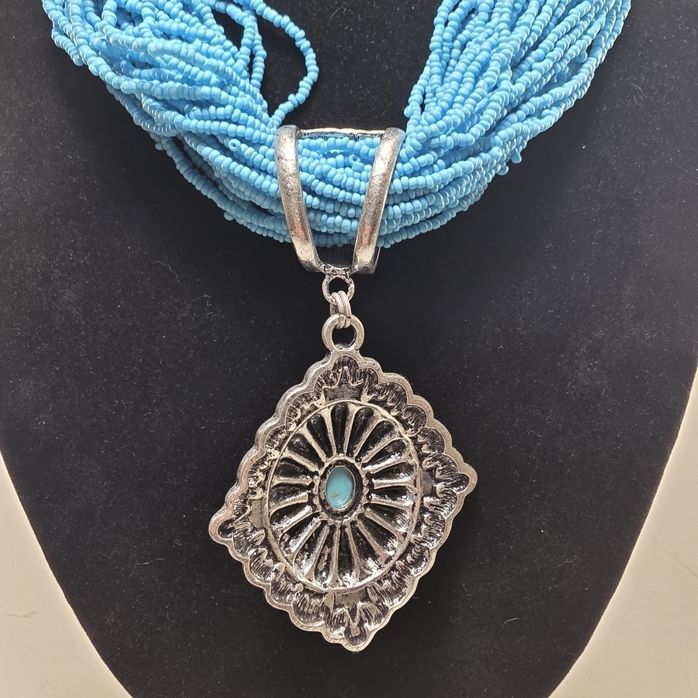 Wildflower Turquoise and Silver Necklace Set - Picture 7 of 7
